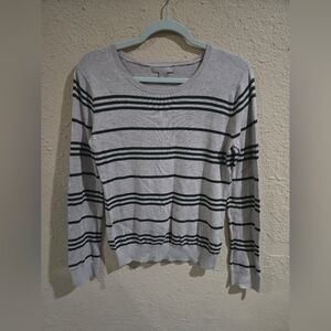 BANANA Republic Striped Sweater with Elbow Patches, Grey Green, Size Small